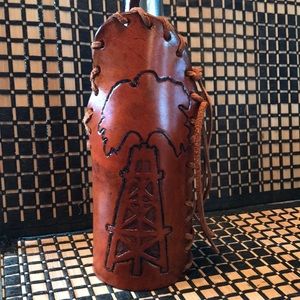Leather beer bottle koozie